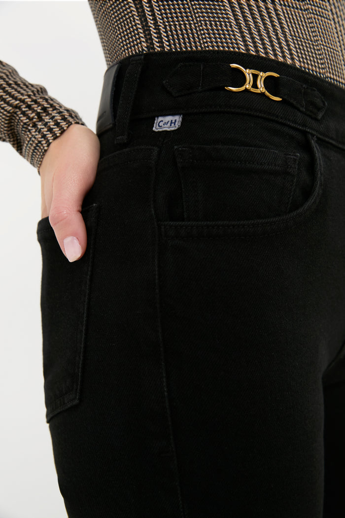 Rich Black Kimberly Flare with Horsebit