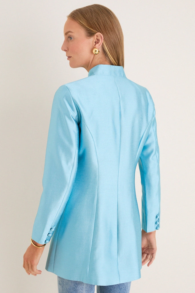 Robins Egg Blue Dupioni Mandarin Collar Tamara Tunic