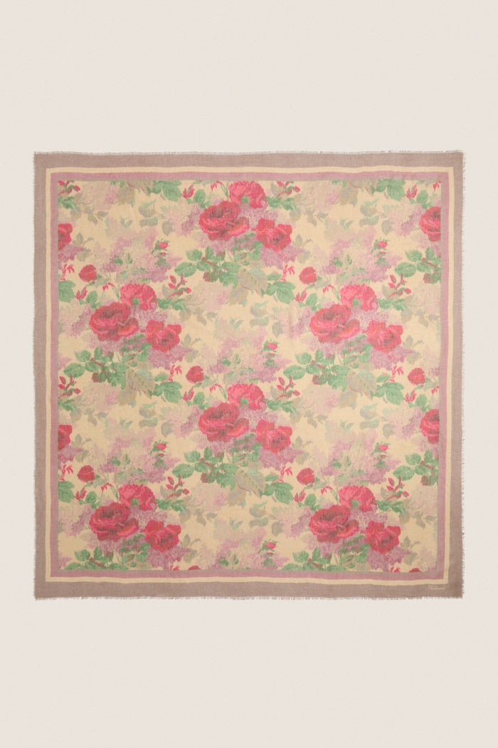 Rose Blur Silk Cashmere Blend Large Scarf