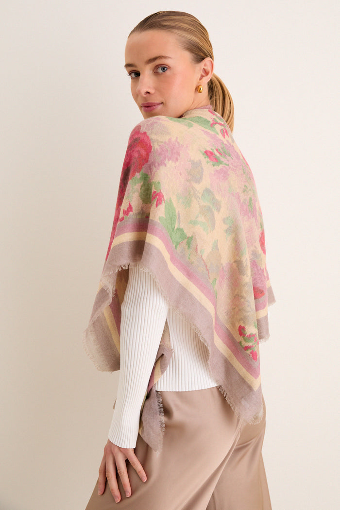 Rose Blur Silk Cashmere Blend Large Scarf