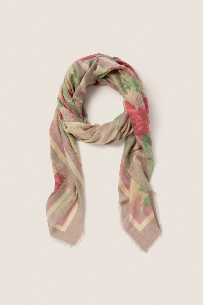 Rose Blur Silk Cashmere Blend Large Scarf
