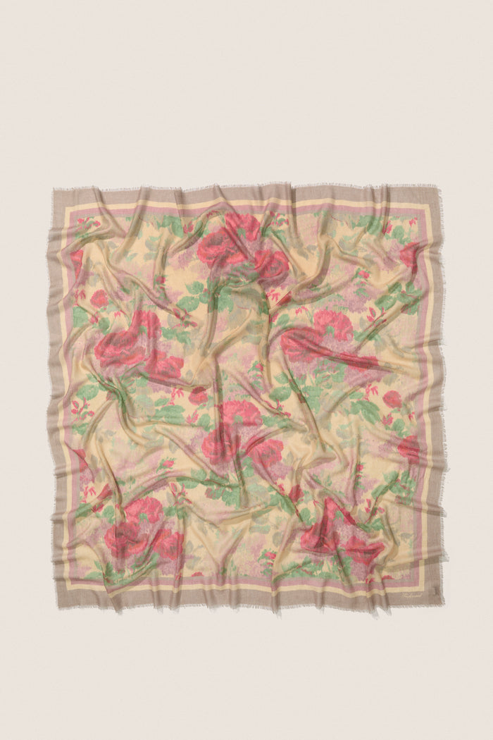 Rose Blur Silk Cashmere Blend Large Scarf