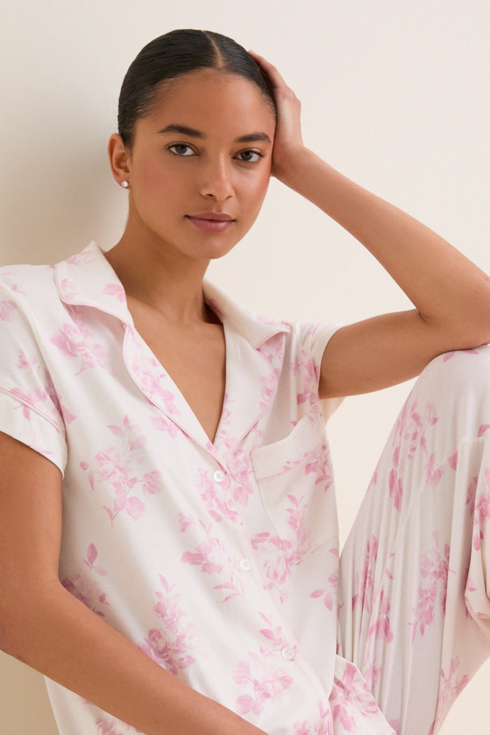 Rose Garden Pink Gisele Printed Cropped PJ Set