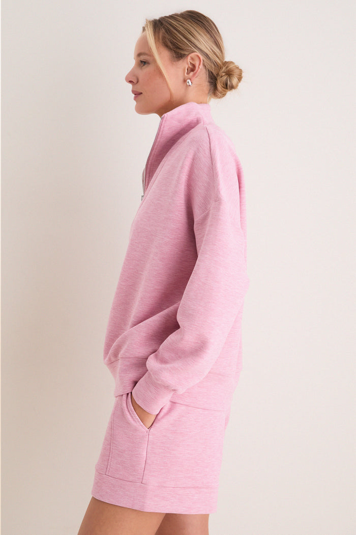 Rose Marl Hawley Half Zip Sweat