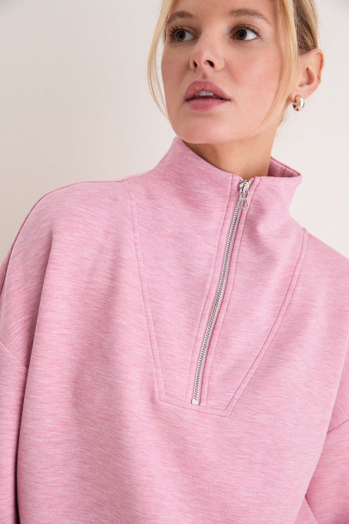 Rose Marl Hawley Half Zip Sweat