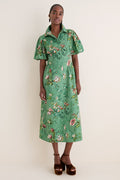 Sage Bouquet Cotton Sateen Delaney Dress