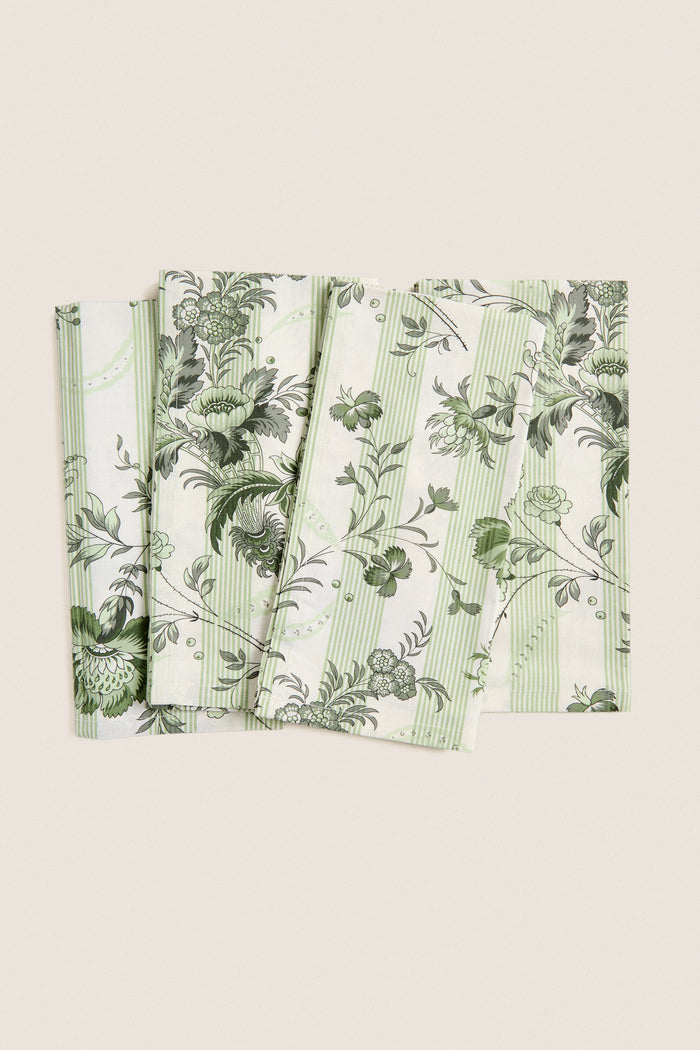 Sage Powder Room Chintz Printed Napkins Set of 4