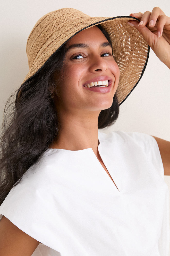 Sand and Black Teagan Hat