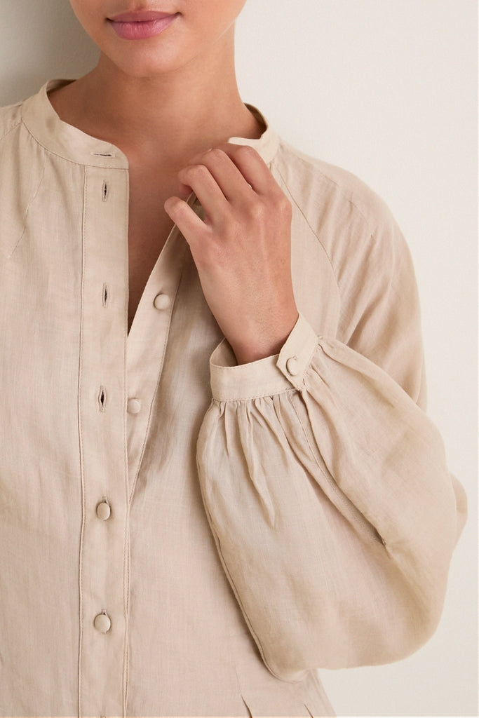 Sand Button Down Granier Dress