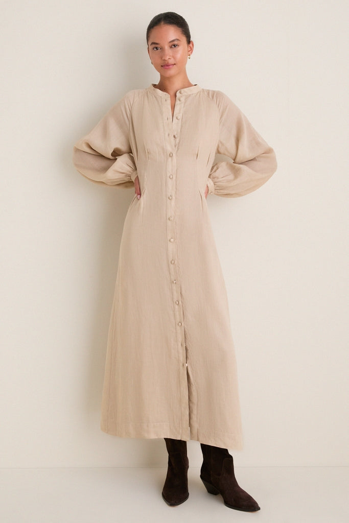 Sand Button Down Granier Dress