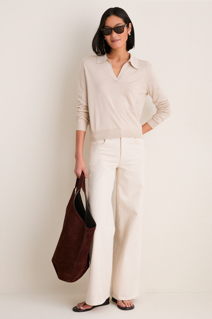 Sandstone Cashmere Silk Theo Polo