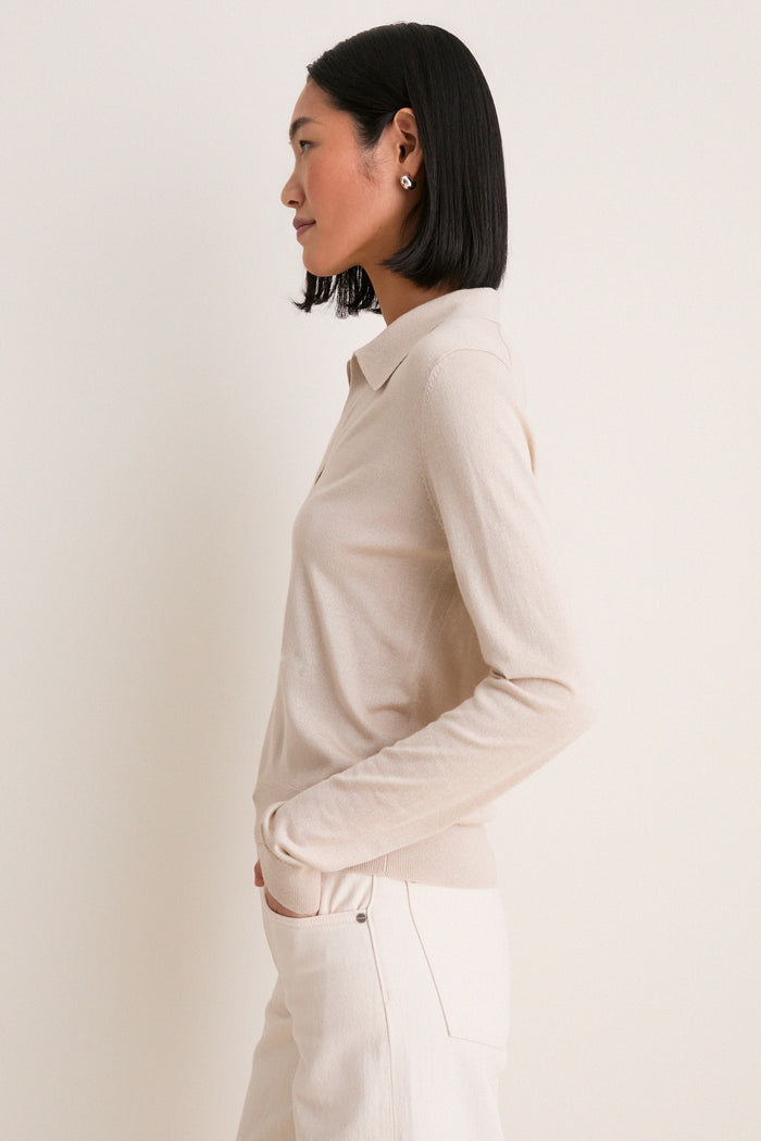 Sandstone Cashmere Silk Theo Polo