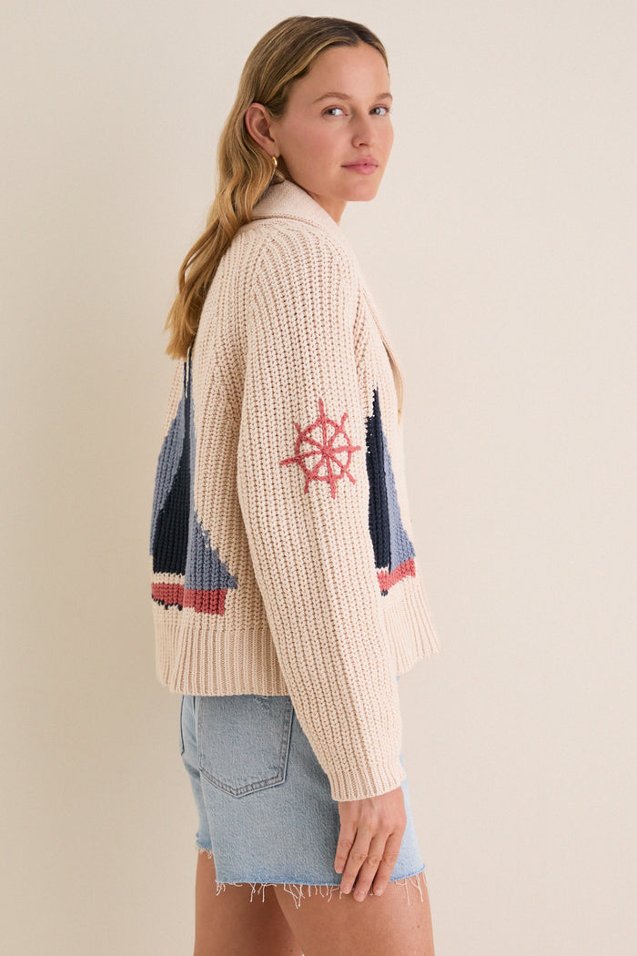 Sandstone Cotton Sailboat Charlie Cardigan