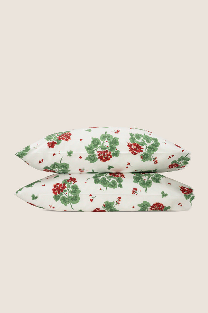Scarlet Geranium Pillowcase Pair