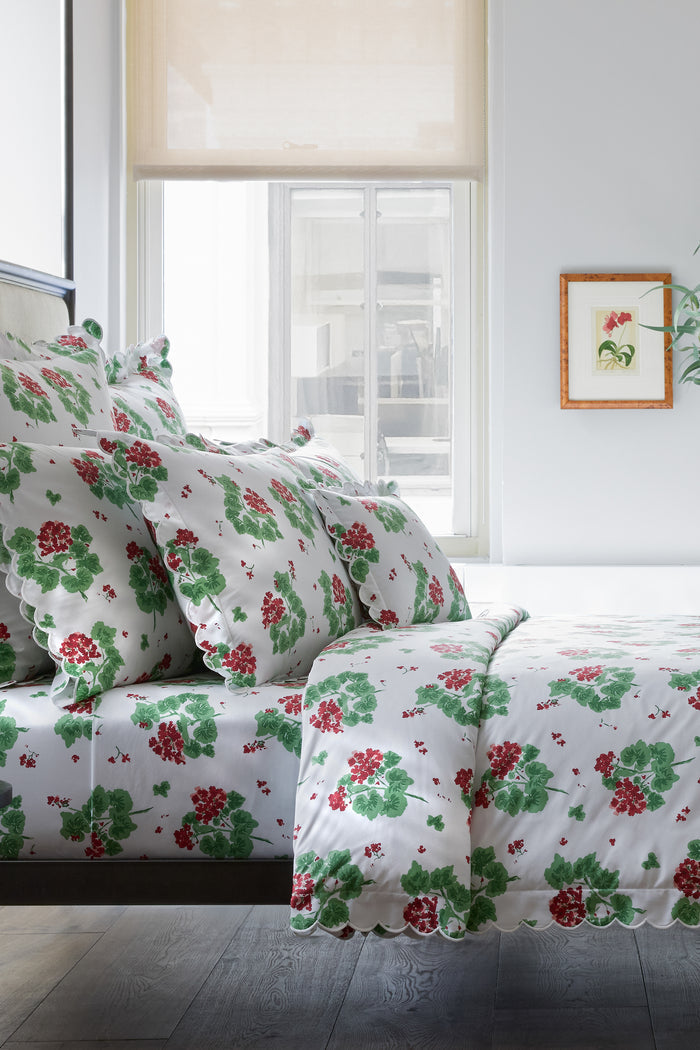 Scarlet Geranium Pillowcase Pair