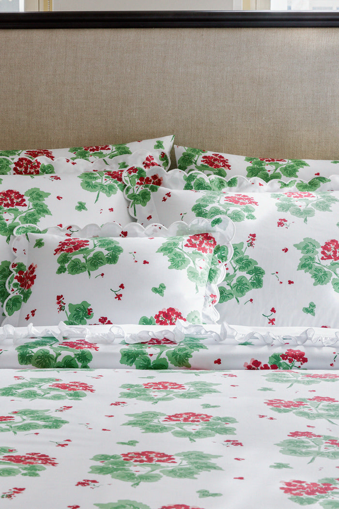Scarlet Geranium Pillowcase Pair