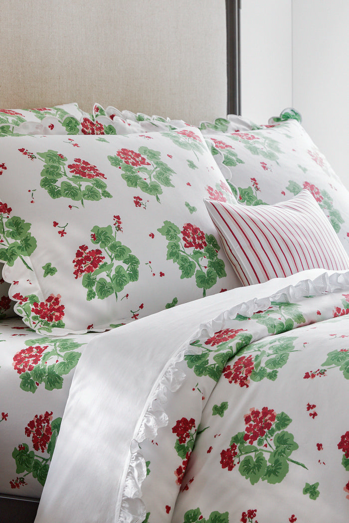 Scarlet Geranium Pillowcase Pair