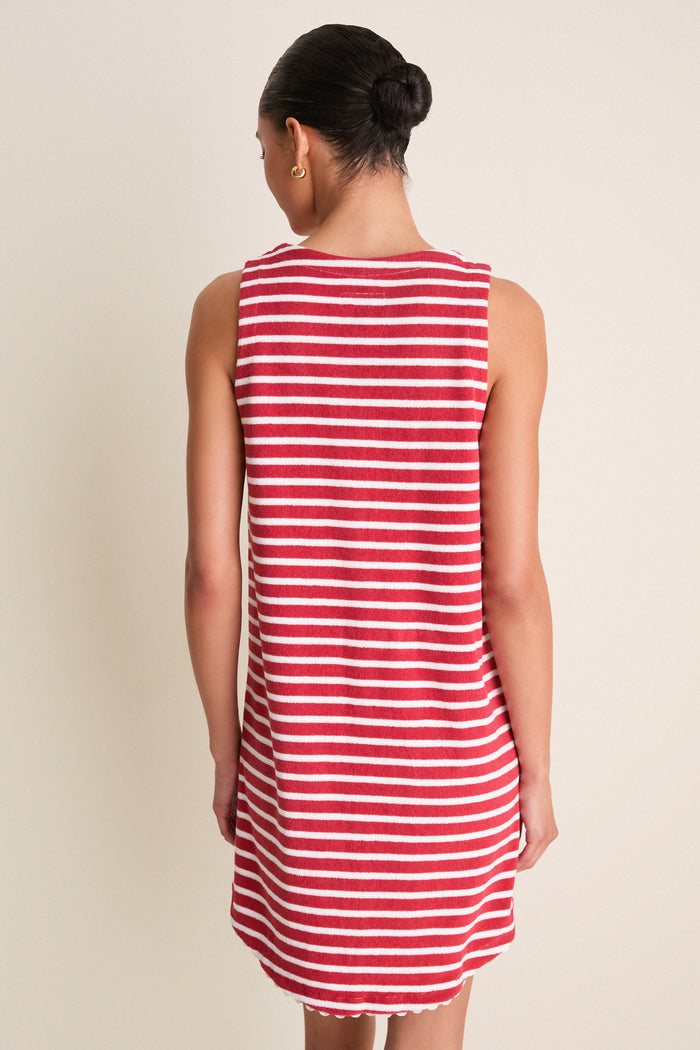 Scarlet Stripe Mini Bermuda Terrycloth Coverup