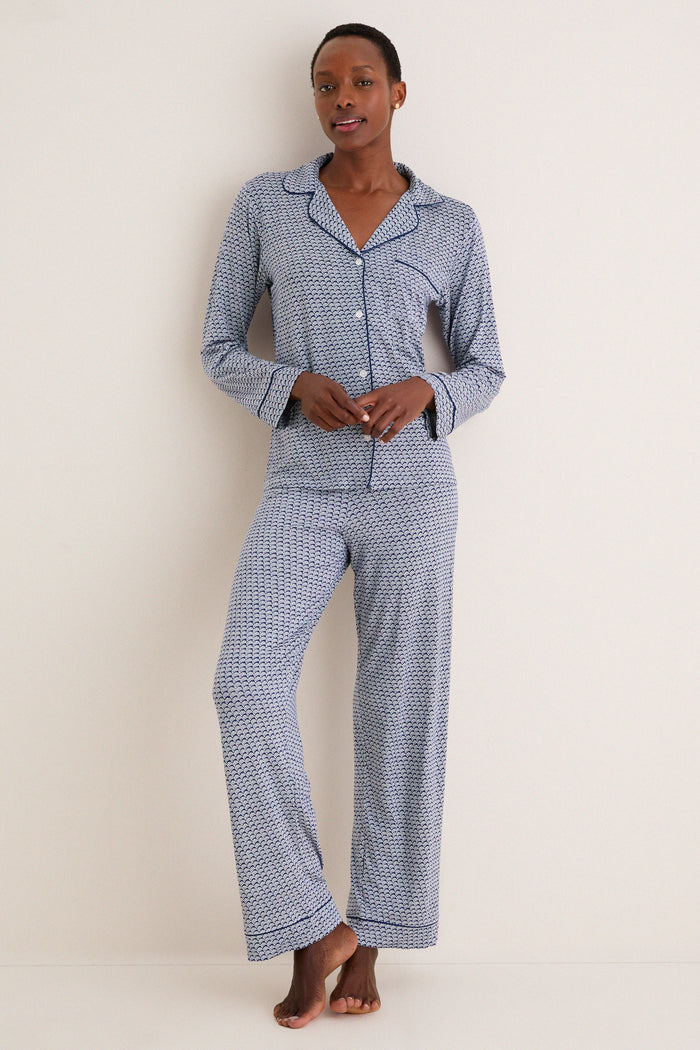 Seashell Navy Gisele Printed Long PJ Set