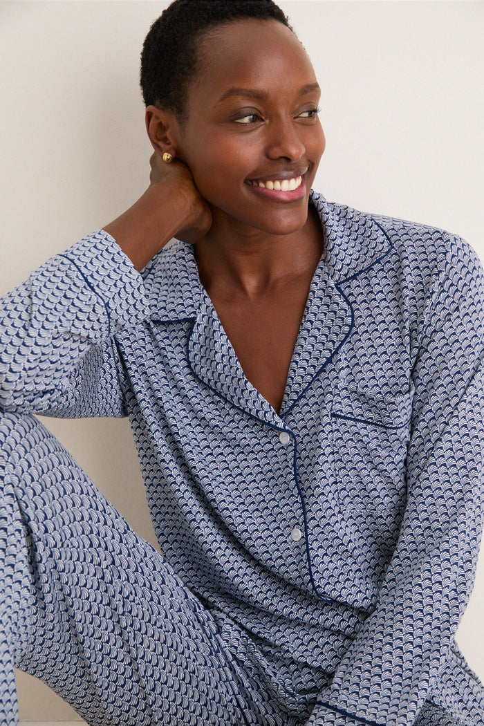 Seashell Navy Gisele Printed Long PJ Set