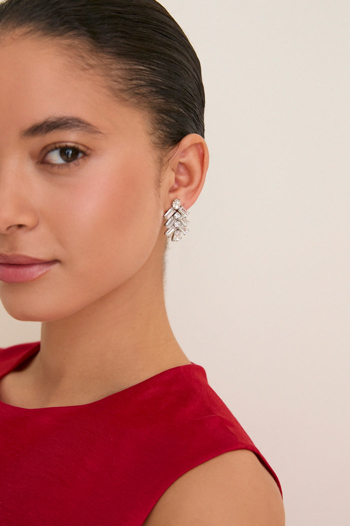Silver Crystal Starburst Lueur Earrings