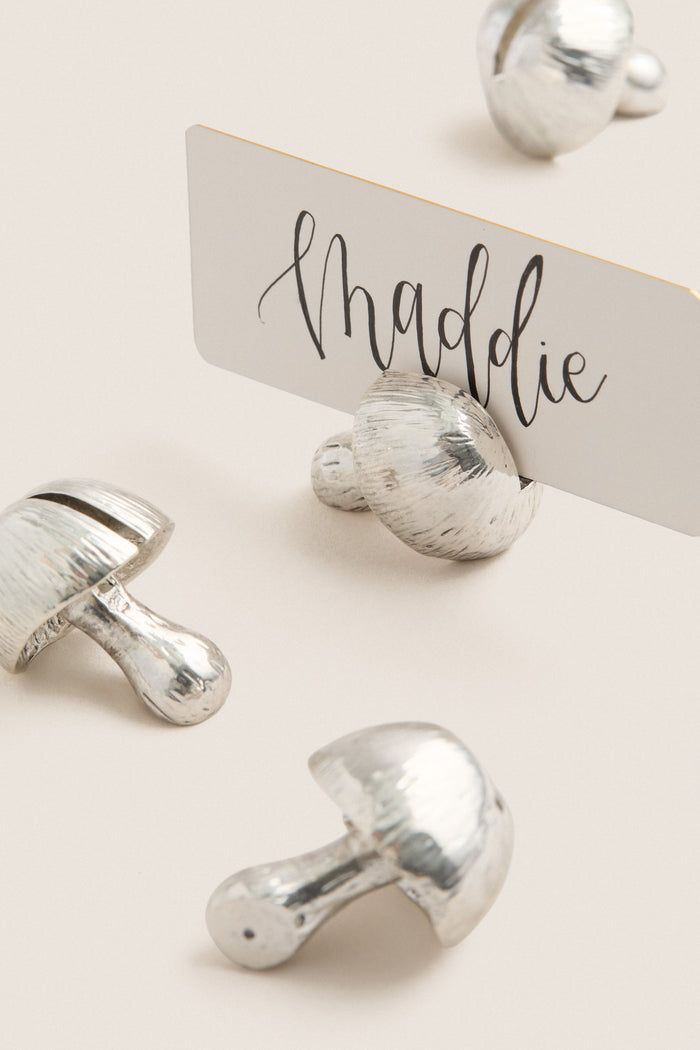 Silver Mushroom Place Card Holder Set of 4