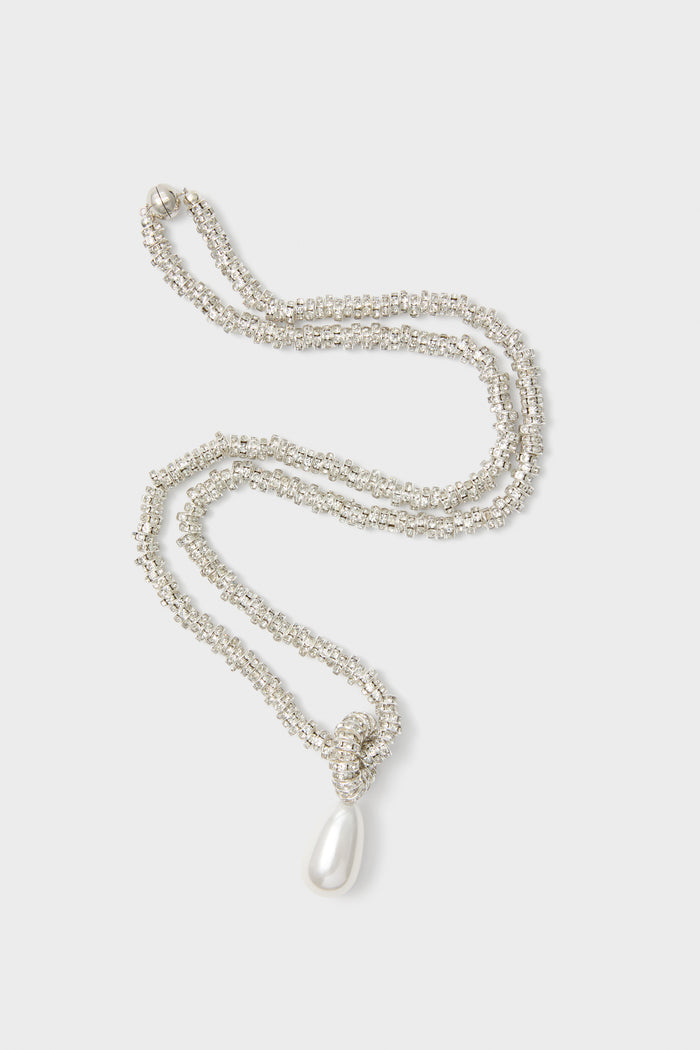 Silver Pearl Drop Linea Necklace