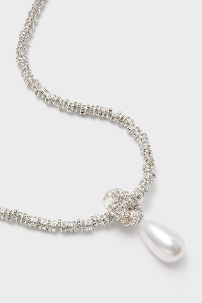 Silver Pearl Drop Linea Necklace