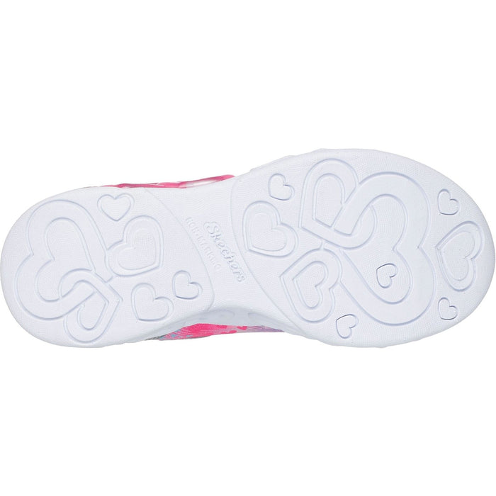 Skechers Junior Girls Infinite Heart Lights Heart Jewels Trainer Silver/Multi
