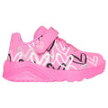 Skechers Uno Lite Love Levitate Girls Goldcrown Graffiti Hearts Gore And Strap Sneaker