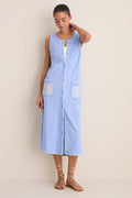 Sky Blue Embroidered Bermuda Terrycloth Caftan