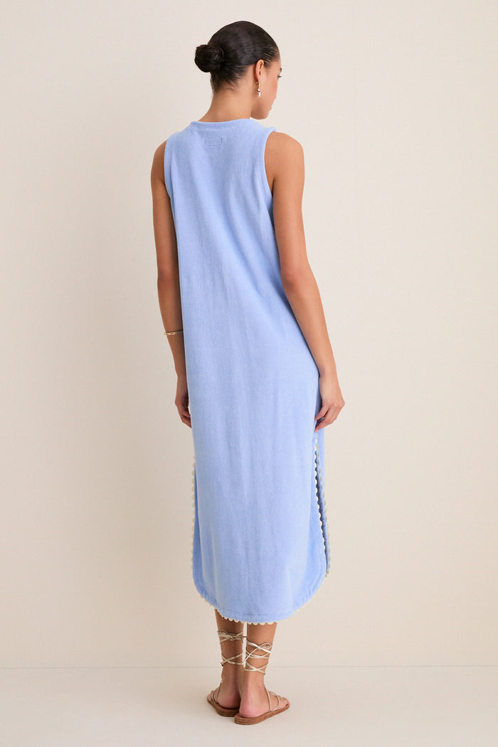 Sky Blue Embroidered Bermuda Terrycloth Caftan