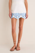 Sky Blue Embroidered Potter Mini Skirt