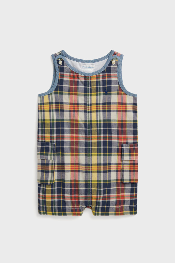 Sleeveless Madras Plaid Shortall
