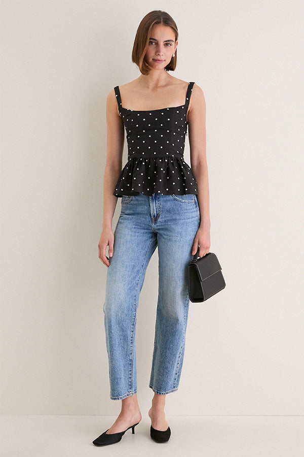 Small Dots Tuxedo + Ivory Jour Peplum Top 2