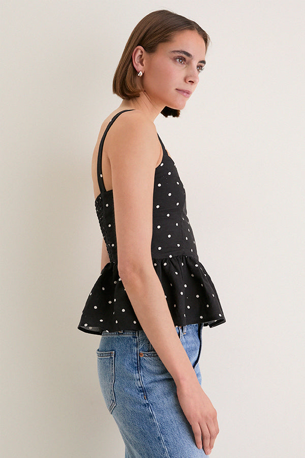 Small Dots Tuxedo + Ivory Jour Peplum Top 2