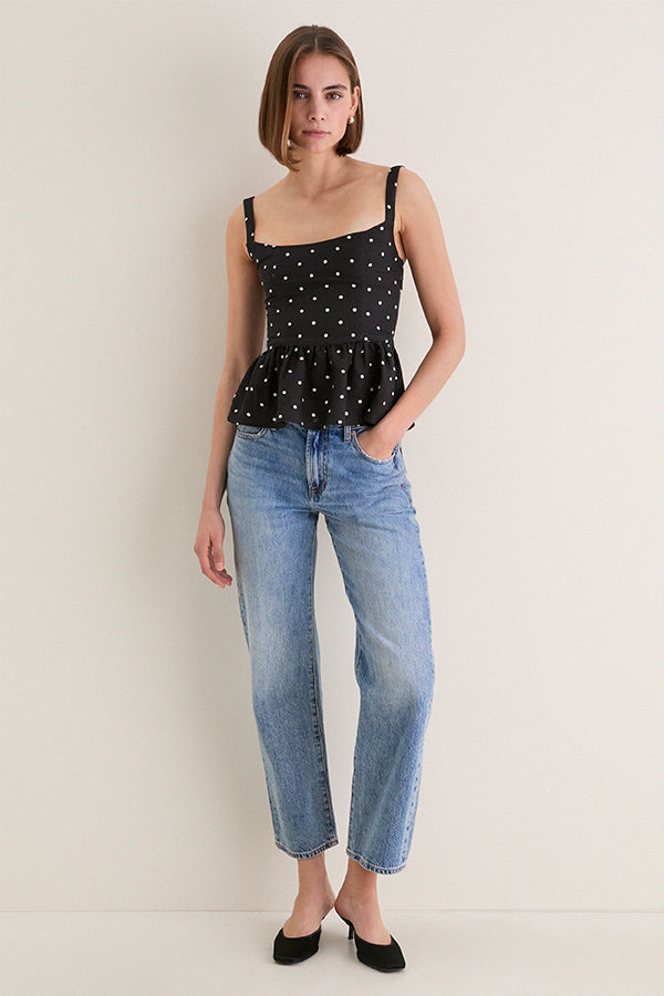 Small Dots Tuxedo + Ivory Jour Peplum Top 2