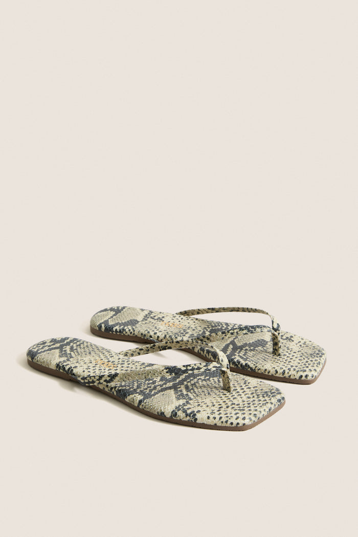Snakeskin Square Toe Exotic Flip Flops