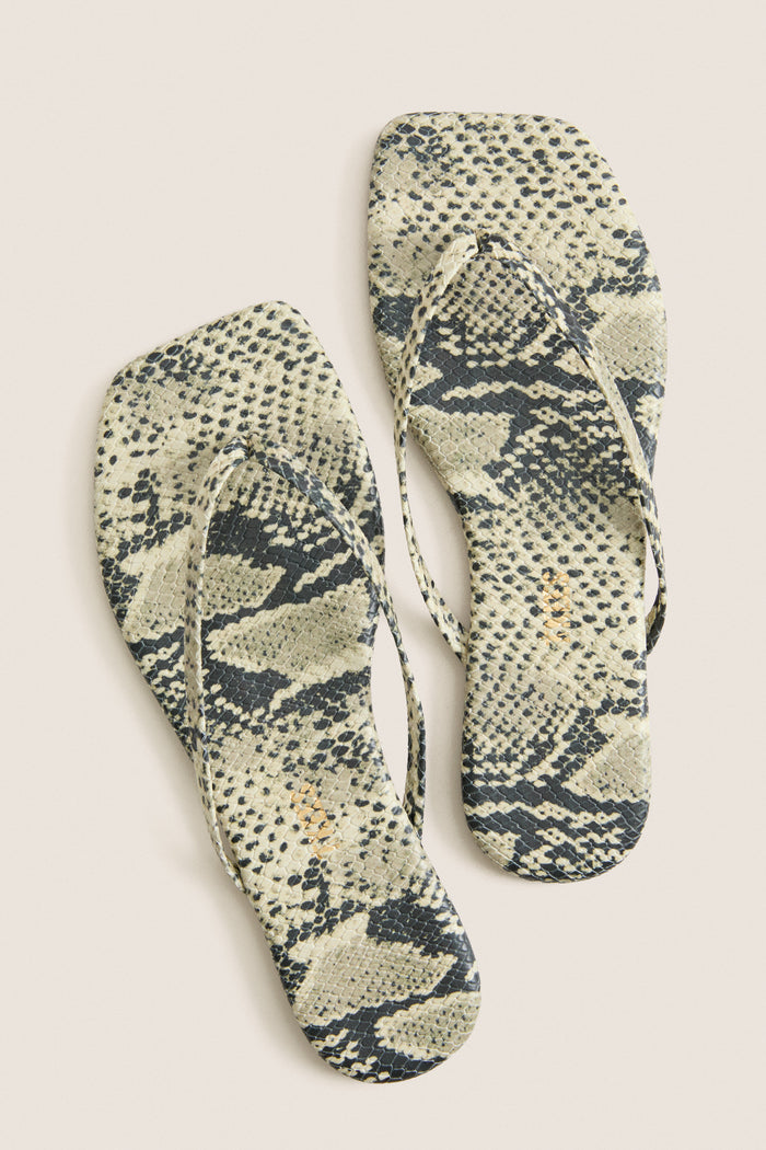 Snakeskin Square Toe Exotic Flip Flops