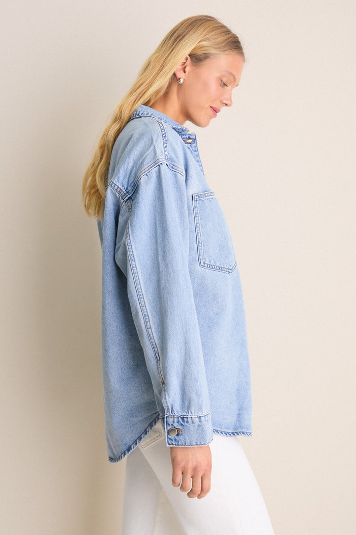 Soft Blue Organic Denim Overshirt
