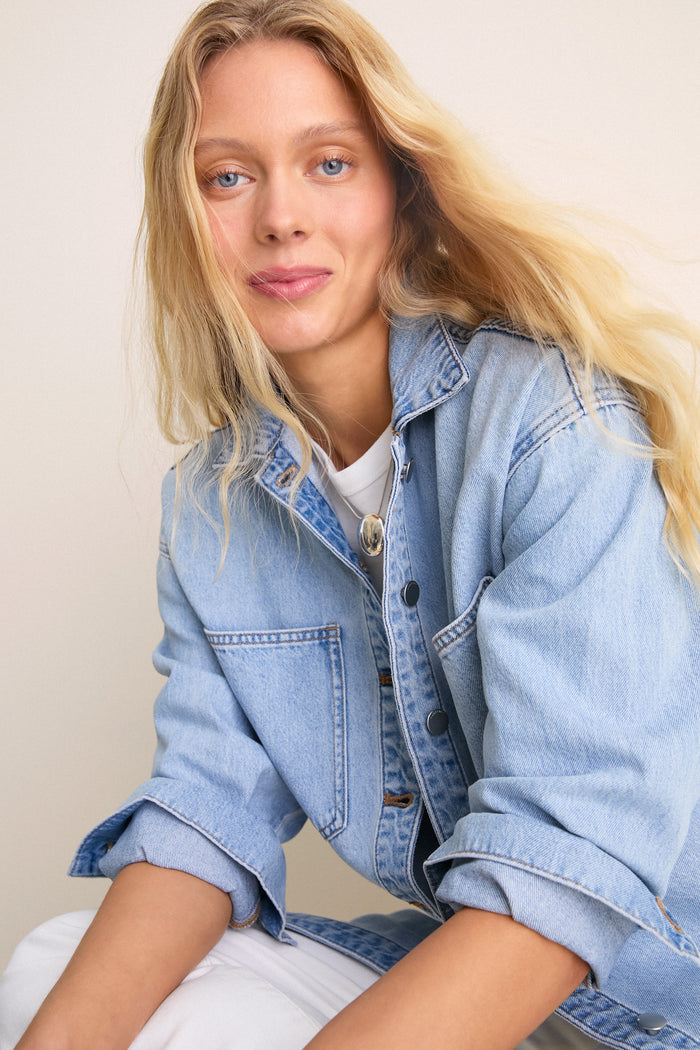 Soft Blue Organic Denim Overshirt