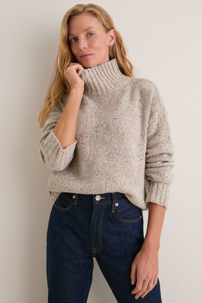 Speckled Oat Wool Blend Hannah Turtleneck Sweater