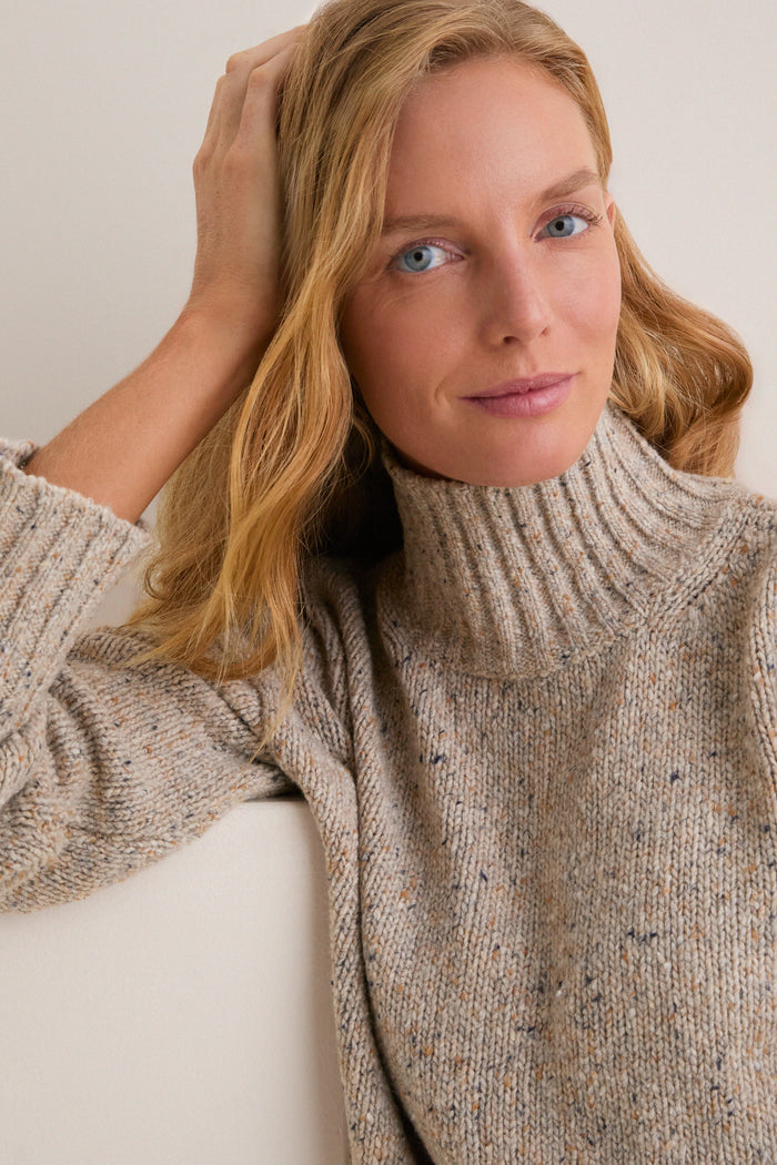 Speckled Oat Wool Blend Hannah Turtleneck Sweater