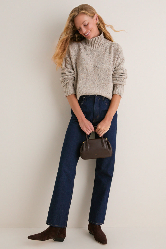 Speckled Oat Wool Blend Hannah Turtleneck Sweater
