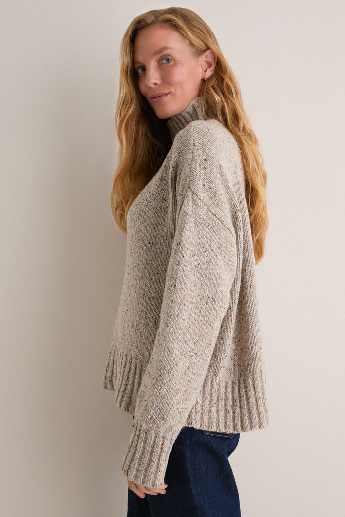 Speckled Oat Wool Blend Hannah Turtleneck Sweater