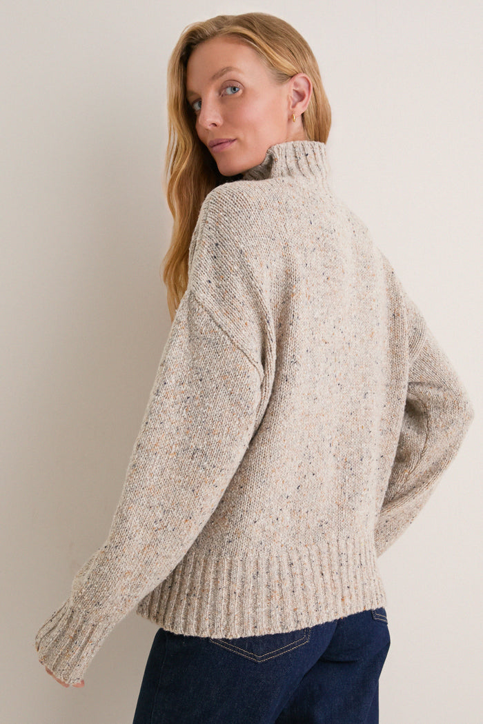 Speckled Oat Wool Blend Hannah Turtleneck Sweater