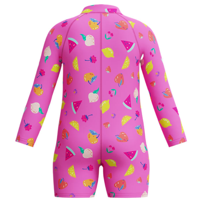 Speedo Jnr LS Print Zip One Piece Pink