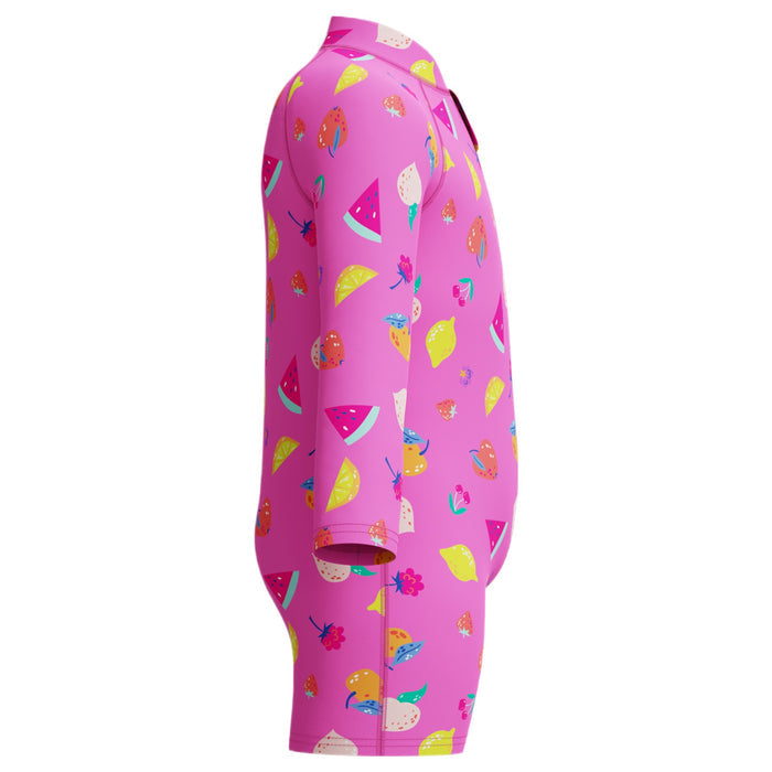 Speedo Jnr LS Print Zip One Piece Pink