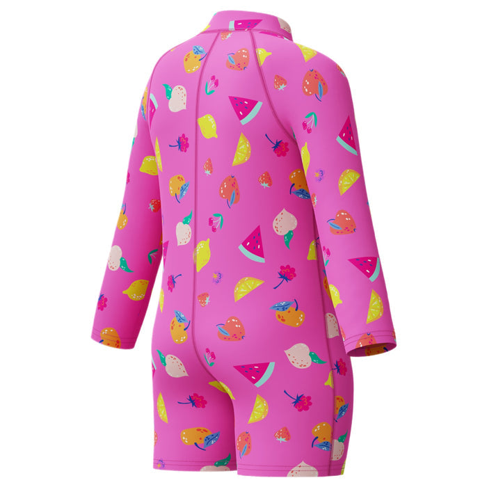 Speedo Jnr LS Print Zip One Piece Pink