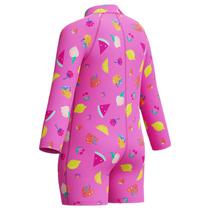 Speedo Jnr LS Print Zip One Piece Pink